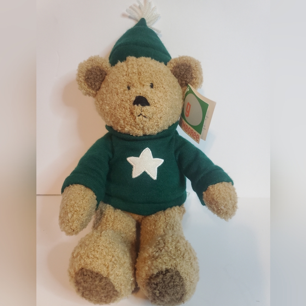 Nos Gymboree Teddy Bear Green Star Sweater with Hat Plush Stuffed Animal 2000 /2